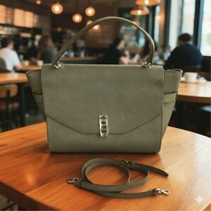 Henri Bendel Uptown Satchel green Pebbled leather